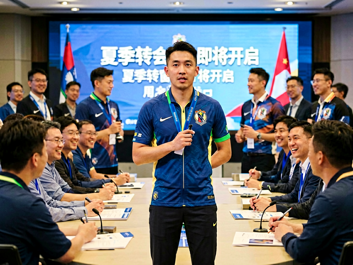 转会市场动态,球员签约新闻发布会现场